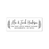 Boho 葉モダンScript結婚の差出人住所 ラバースタンプ (インプリント)