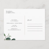 Boho 葉Botanical White Photo Save the Date 案内ポストカード (裏面)
