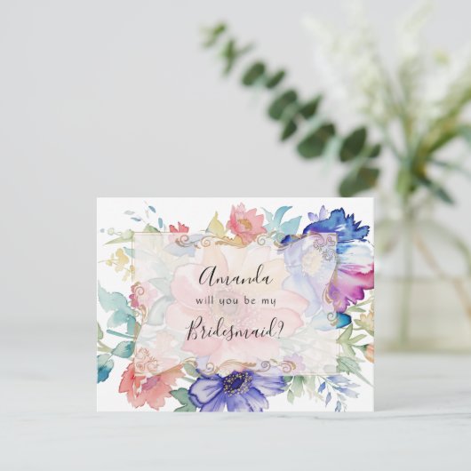 Boho 鮮やか Flowers Proposal Card (スタンド正面)