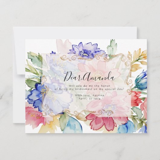 Boho 鮮やか Flowers Proposal Card (裏面)