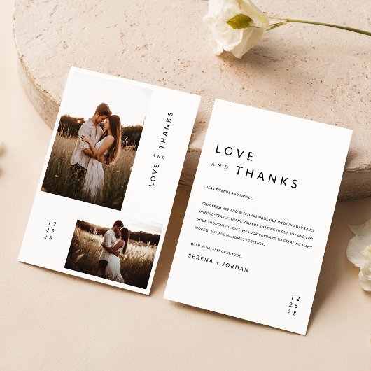 Boho 2フォト結婚ズ サンキューカード