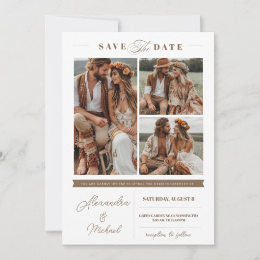 Boho 3写真データ保存日時 招待状 (正面)