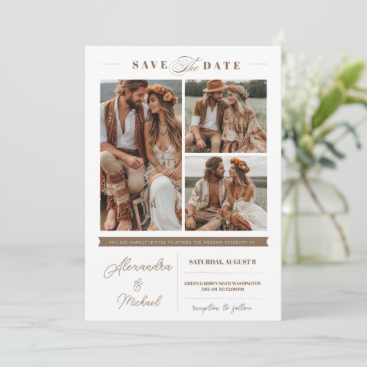 Boho 3写真データ保存日時 招待状 (スタンド正面)