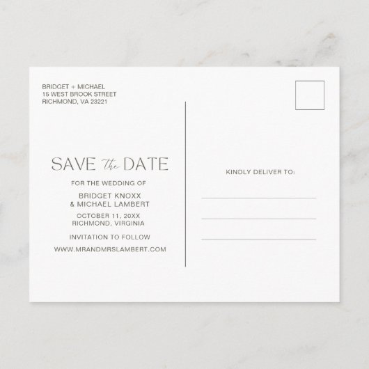 Boho 3 Photo Collage Wedding Save the Date 案内ポストカード (裏面)