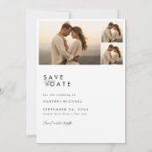 Boho 4モダンフォトコラージュ結婚式の日付を保存 招待状 (裏面)