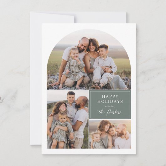 Boho 4モダンフォトコラージュArchクリスマスフォト シーズンカード (正面)
