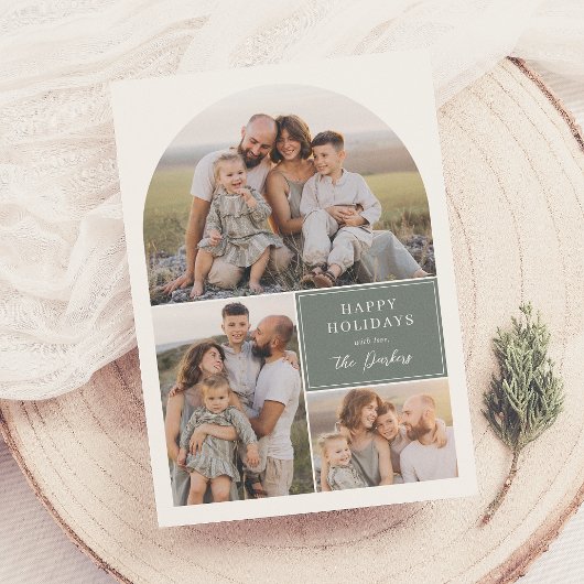 Boho 4モダンフォトコラージュArchクリスマスフォト シーズンカード