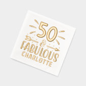 Boho 50 & Fabulous 50th誕生日パーソナライズされた名 箔ナプキン (左)