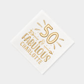 Boho 50 & Fabulous 50th誕生日パーソナライズされた名 箔ナプキン (右)