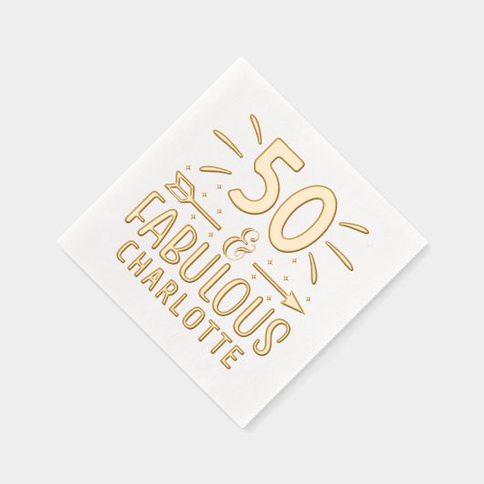 Boho 50 & Fabulous 50th誕生日パーソナライズされた名 箔ナプキン (右)