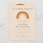 Boho 70sレインボーテラコッタカップル赤ちゃんシャワー 招待状 (正面/裏面)