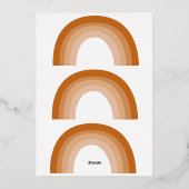 Boho 70sレインボーテラコッタベビーシャワー金ゴールド 箔招待状 (裏面)