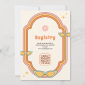 Boho 70sレトロカラフルGroovyフレームベビシャワー 招待状 (裏面)