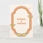 Boho 70s Retro Colorful Groovy Frame Wedding 招待状 (正面)
