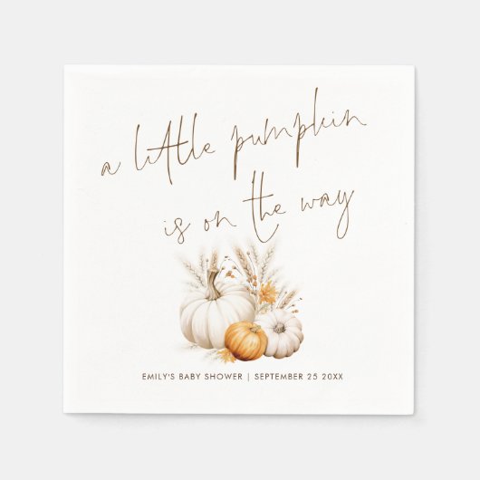 Boho A小さなかぼちゃが途中の赤ちゃんシャワー スタンダードカクテルナプキン (正面)
