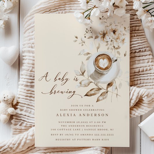 Boho A Baby Is Brewing Baby Shower  招待状