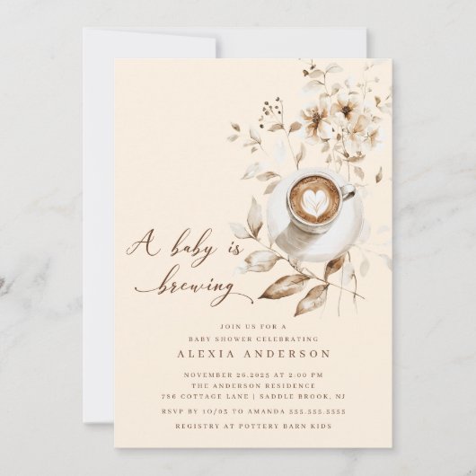 Boho A Baby Is Brewing Baby Shower  招待状 (正面)