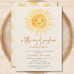 Boho A Little Ray of Sunshine Baby Shower 招待状<br><div class="desc">太陽をテーマにした赤ちゃんシャワーを計画してる？このボーホサンシャインベイビーシャワー招待は、ソフトクリームの背景に、かわいい水色の笑顔の黄色い太陽と文字「太陽の少し光はほとんどここにある！」を特色にしている。背中は飾日模様だ。男女中立のベビーシャワーに最適。簡単にカスタマイズ可能我々は我々のアートワークを作成するので、あなたは他のデザイナーからの正確な画像を見つけることができない。オリジナル水彩©ミケーレ・デイヴィス。</div>