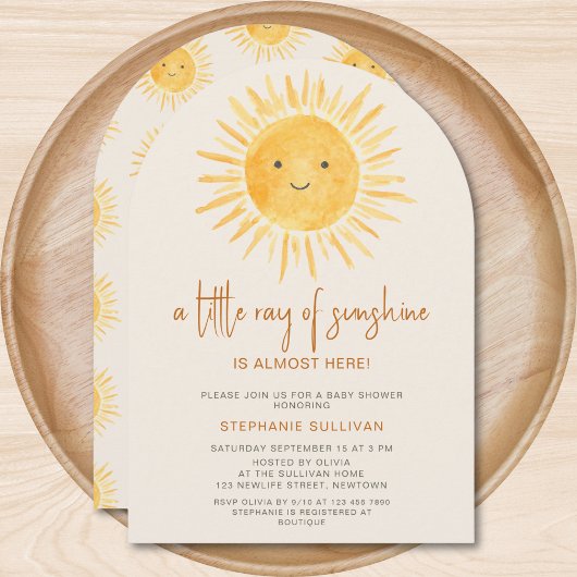 Boho A Little Ray of Sunshine Baby Shower Arch 招待状