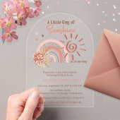 Boho A Little Ray of Sunshine Girl Baby Shower アクリル招待状