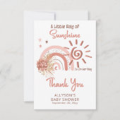 Boho A Little Ray of Sunshine Girl Baby Shower サンキューカード (正面)
