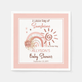 Boho A Little Ray of Sunshine Girl Baby Shower スタンダードカクテルナプキン