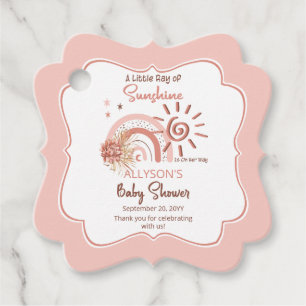 Boho A Little Ray of Sunshine Girl Baby Shower フェイバータグ