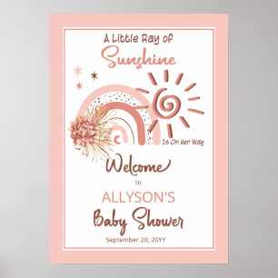 Boho A Little Ray of Sunshine Girl Baby Shower ポスター