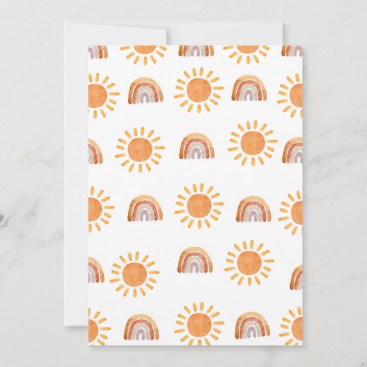 Boho A Little Ray of Sunshine Rainbow Baby Shower 招待状 (裏面)