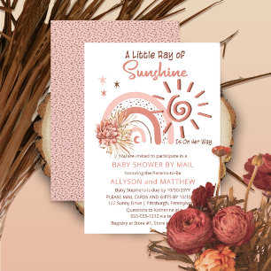Boho A Ray of Sunshine Girl Baby Shower by Mail 招待状