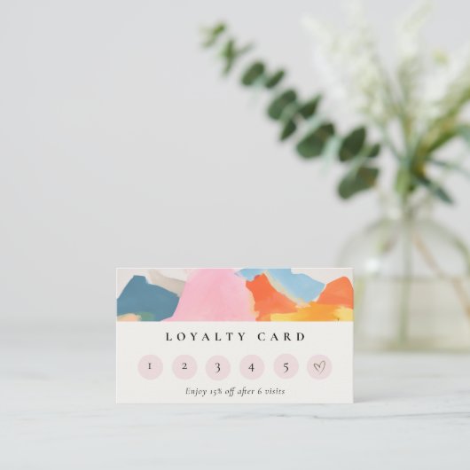 Boho Abstarct Moutain Landscape 6 Punch Loyalty 名刺 (スタンド正面)