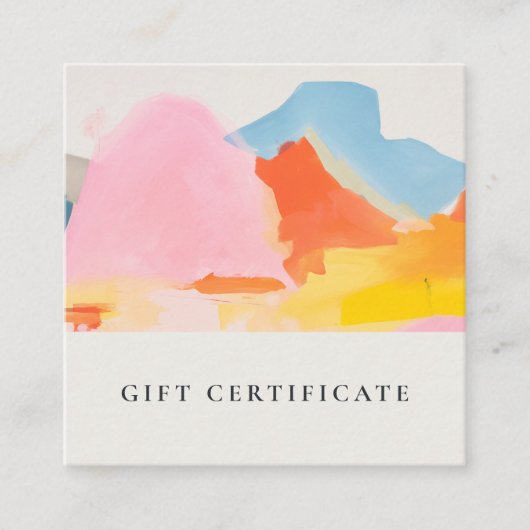 Boho Abstarct Moutain Landscape Gift Certificate スクエア名刺 (正面)