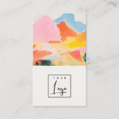 Boho Abstarct Moutain Landscape Pink Blue Logo 名刺 (正面)
