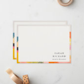 Boho Abstarct Moutain Landscape Pink Blue Orange ノートカード (正面/裏面インサイチュ)