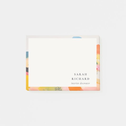 Boho Abstarct Moutain Landscape Pink Blue Orange ポストイット (正面)