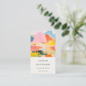 Boho Abstarct Moutain Landscape Pink Blue Orange 名刺 (スタンド正面)