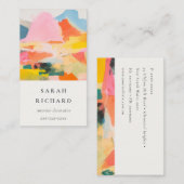 Boho Abstarct Moutain Landscape Pink Blue Orange 名刺 (正面/裏面)
