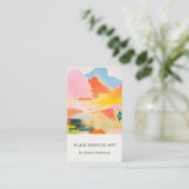 Boho Abstarct Moutain Landscape Pink Blue Orange 名刺 (スタンド正面)