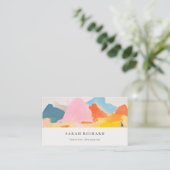 Boho Abstarct Moutain Landscape Pink Blue Orange 名刺 (スタンド正面)