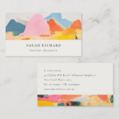 Boho Abstarct Moutain Landscape Pink Blue Orange 名刺 (正面/裏面)
