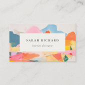 Boho Abstarct Moutain Landscape Pink Blue Orange 名刺 (正面)