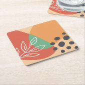 Boho abstract artwork スクエアペーパーコースター (アングル)