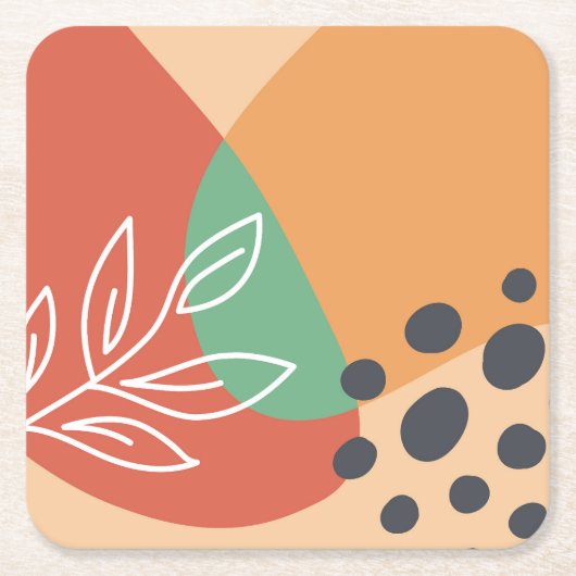 Boho abstract artwork スクエアペーパーコースター (正面)