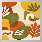 Boho Abstract Botanical Art ポスター (正面)