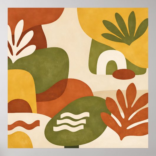 Boho Abstract Botanical Art ポスター (正面)