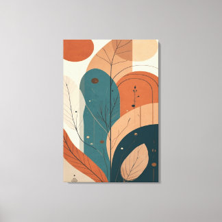 Boho Abstract Botanical Modern Minimal Wall Art キャンバスプリント