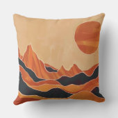 Boho Abstract Desert Landscape with Sun Minimalist クッション (裏面)