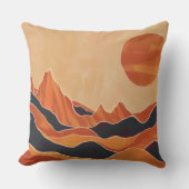 Boho Abstract Desert Landscape with Sun Minimalist クッション (正面)