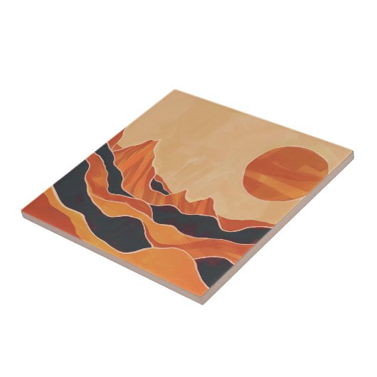 Boho Abstract Desert Landscape with Sun Minimalist タイル (側面)