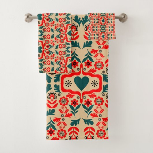 Boho Abstract Flower Art バスタオルセット (インサイチュ)